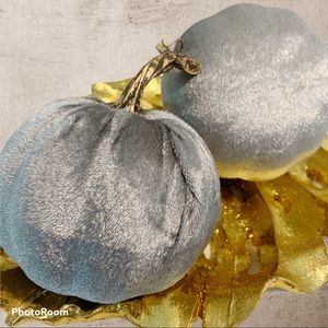 Modern Urban Fall Autumn Velvet 15”D Pumpkin Lot of 2